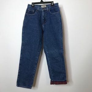 L.L. Bean Flannel Lined Jeans Size 6 Petite Taper
